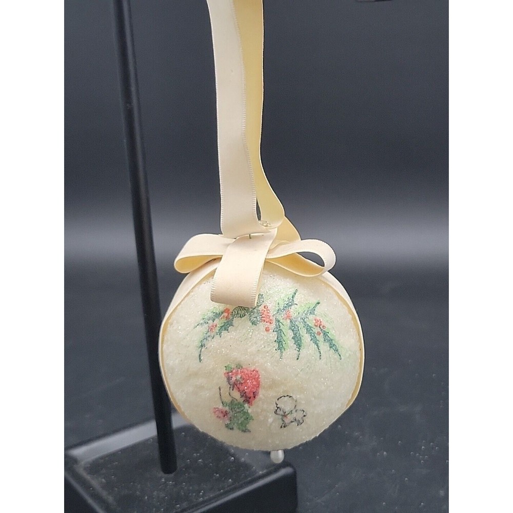 Vintage Sugar Coated Child And Sheep Ornament Velvet Ribbon Antique? Victorian?